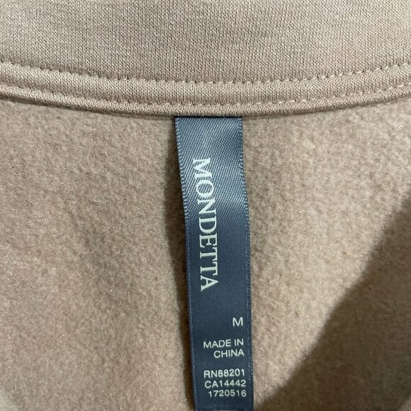 NEW Mondetta Women's M Collared Pullover Sweatshirt Tan Relaxed Fit Ribbed - Picture 4 of 8